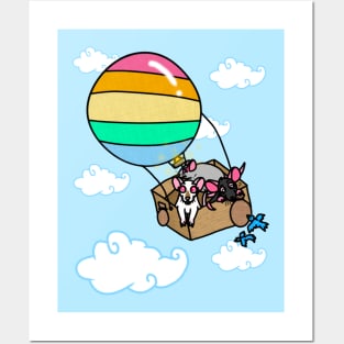 Hot Air Balloon Rats (Full Color Version) Posters and Art